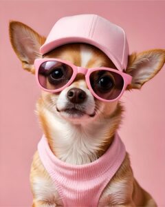 Chihuahua with hat and sunglasses