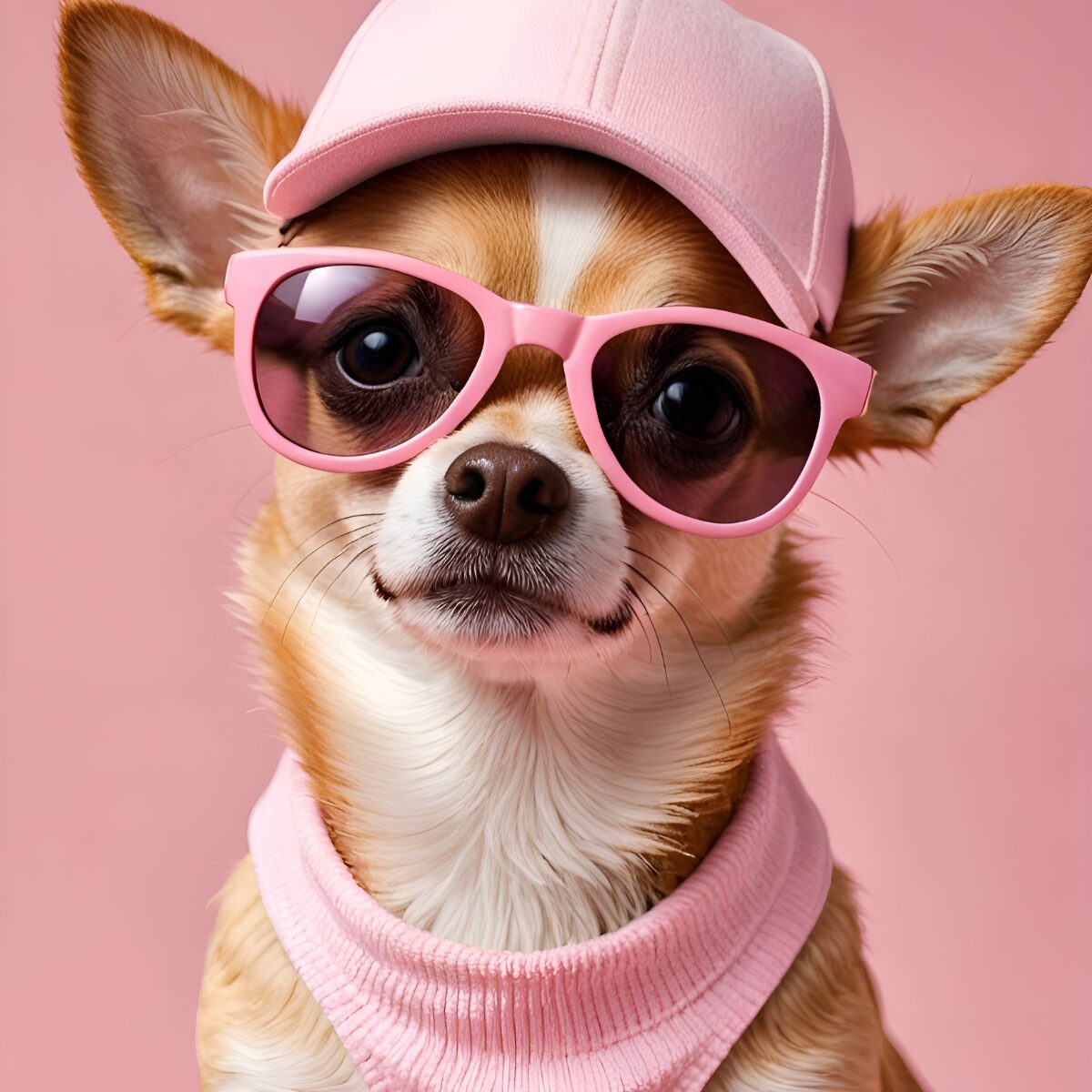 Chihuahua with hat and sun glasses